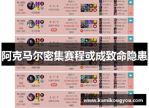阿克马尔密集赛程或成致命隐患